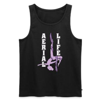 La vie aérienne aime les acrobates aériens en soie - Débardeur bio Premium Homme - noir - Devant - AI Model Male 178 light (178cm)