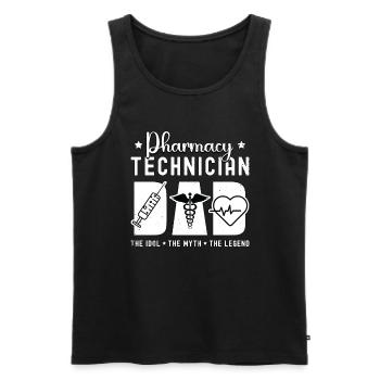 Technicien en pharmacie Papa L’idole Infirmière Pharmacien - Débardeur bio Premium Homme - noir - Devant - Michal (187cm)