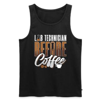 Technicien de laboratoire avant le café Amateur de café médical - Débardeur bio Premium Homme - noir - Devant - Michal (187cm)