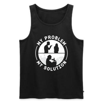 Technicien de laboratoire Mon problème Mon pictogramme Maman Papa - Débardeur bio Premium Homme - noir - Devant - Michal (187cm)