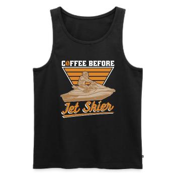 Jet Skier Coffee Before Water Skiing Coffee Lover - Men's Premium Organic Tank Top - black - Front - AI Model Male 178 light (178cm)