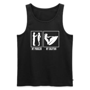 Jet Skier My Problem My Solution Pictogram Mom Dad - Männer Premium Bio Tank Top - Schwarz - Vorne - AI Model Male 178 light (178cm)