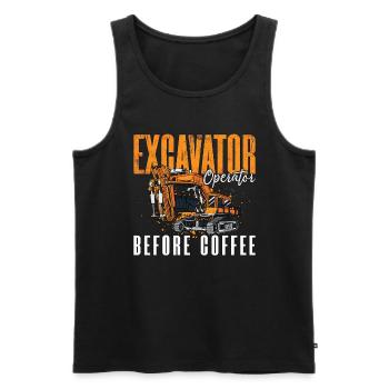 Opérateur d’excavatrice avant l’amateur de café d’excavatrice - Débardeur bio Premium Homme - noir - Devant - AI Model Male 178 light (178cm)