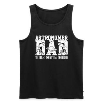 Astronome Papa L’Idole Le Mythe L’Astrophysique - Débardeur bio Premium Homme - noir - Devant - AI Model Male 178 light (178cm)