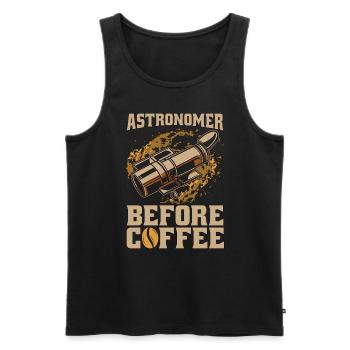 Astronome avant le café Astrologue amateur de café - Débardeur bio Premium Homme - noir - Devant - Michal (187cm)