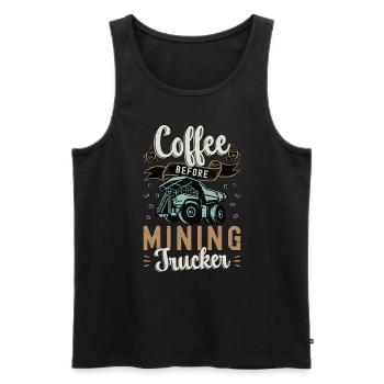 Café de camionneur minier avant l’amateur de café de mineur - Débardeur bio Premium Homme - noir - Devant - Michal (187cm)