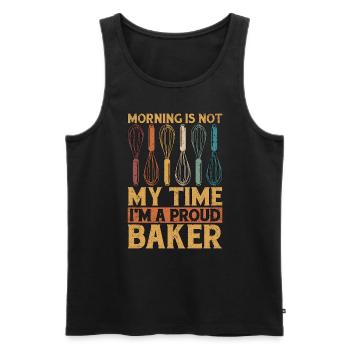 Baker Morning n’est pas mon heure, je suis un fier pâtissier - Débardeur bio Premium Homme - noir - Devant - Michal (187cm)