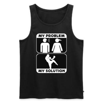 Kickboxer My Problem My Solution Pictogram Mom Dad - Männer Premium Bio Tank Top - Schwarz - Vorne - AI Model Male 178 light (178cm)