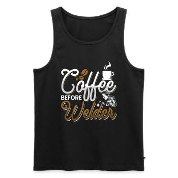 Soudeur Café Avant Soudeur Métallurgie Amateur de café - Débardeur bio Premium Homme - noir - Devant - Michal (187cm)
