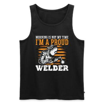 Welder Morning Is Not My Time I'm A Metalworker - Men's Premium Organic Tank Top - black - Front - Michal (187cm)