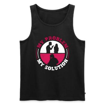 Soudeur Mon problème Ma solution Pictogramme Maman Papa - Débardeur bio Premium Homme - noir - Devant - Michal (187cm)