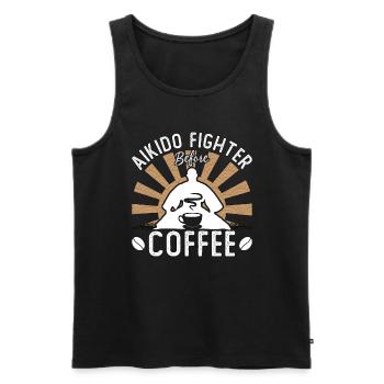 Aikido Fighter Before Coffee Karate Coffee Lover - Männer Premium Bio Tank Top - Schwarz - Vorne - Michal (187cm)