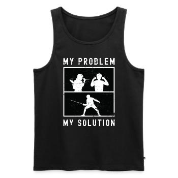 Escrimeur Mon problème Ma solution Pictogramme Papa Maman - Débardeur bio Premium Homme - noir - Devant - Michal (187cm)
