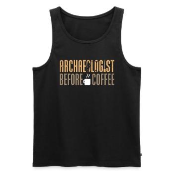 Archéologue avant la géologie du café amateur de café - Débardeur bio Premium Homme - noir - Devant - Michal (187cm)