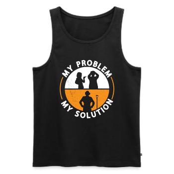 Archéologue Mon problème Ma solution Pictogramme Papa - Débardeur bio Premium Homme - noir - Devant - Michal (187cm)