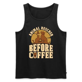Animal Rescuer Before Animal Welfare Coffee Lover - Männer Premium Bio Tank Top - Schwarz - Vorne - Michal (187cm)