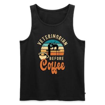 Veterinarian Before Coffee Vet Tech Coffee Lover - Men's Premium Organic Tank Top - black - Front - Michal (187cm)