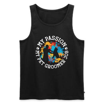 Pet Groomer My Passion My Pet Groomer Animal Salon - Débardeur bio Premium Homme - noir - Devant - AI Model Male 178 light (178cm)