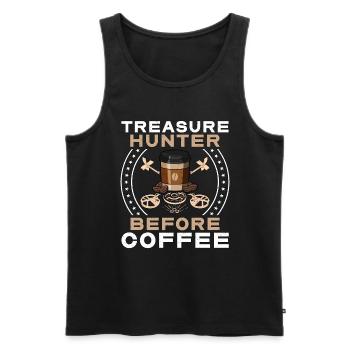 Chasseur de trésors avant l’amateur de café au détecteur de métaux - Débardeur bio Premium Homme - noir - Devant - Michal (187cm)