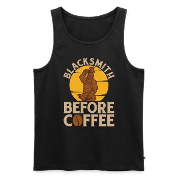 Blacksmith Before Coffee Ironworker Coffee Lover - Männer Premium Bio Tank Top - Schwarz - Vorne - Michal (187cm)