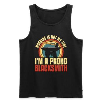Blacksmithing Morning Is Not My Time Ironworker - Männer Premium Bio Tank Top - Schwarz - Vorne - Michal (187cm)