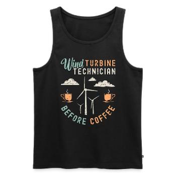Technicien d’éoliennes avant Windmill Coffee - Débardeur bio Premium Homme - noir - Devant - AI Model Male 178 light (178cm)