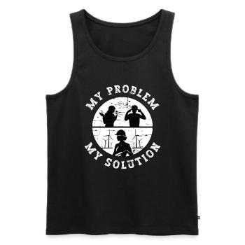 Wind Turbine Tech My Problem My Pictogram Mom Dad - Männer Premium Bio Tank Top - Schwarz - Vorne - Michal (187cm)