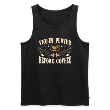 Violoniste Avant Café Musicien Amateur De Café - Débardeur bio Premium Homme - noir - Devant - Michal (187cm)
