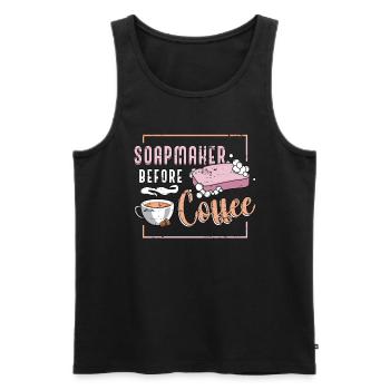 Soapmaker Before Coffee Soap Crafting Coffee Lover - Men's Premium Organic Tank Top - black - Front - Michal (187cm)