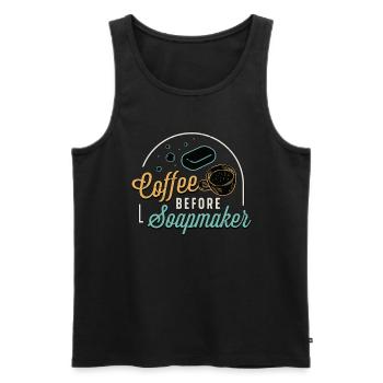 Soapmaker Coffee Before Making Soap Coffee Lover - Men's Premium Organic Tank Top - black - Front - Michal (187cm)