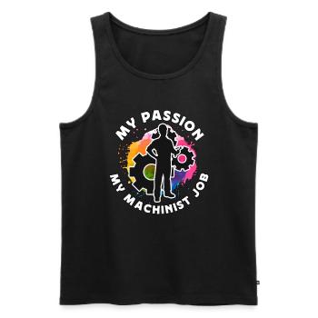 Machiniste Ma passion Mon métier de machiniste Opérateur CNC - Débardeur bio Premium Homme - noir - Devant - Michal (187cm)