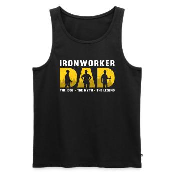 Papa ferronnier L’idole Le mythe Le métallurgiste - Débardeur bio Premium Homme - noir - Devant - AI Model Male 178 light (178cm)