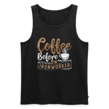 Ironworker Coffee Before Ironwork Coffee Lover - Men's Premium Organic Tank Top - black - Front - AI Model Male 178 light (178cm)