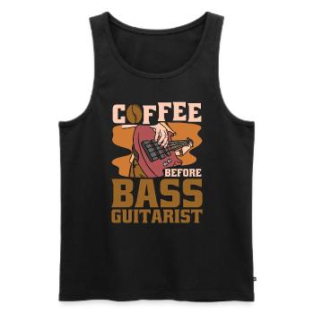 Bassiste Coffee Guitare électrique Coffee Lover - Débardeur bio Premium Homme - noir - Devant - Michal (187cm)