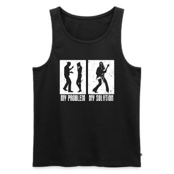 Bassiste Mon Problème Mon Pictogramme Maman Papa - Débardeur bio Premium Homme - noir - Devant - Michal (187cm)