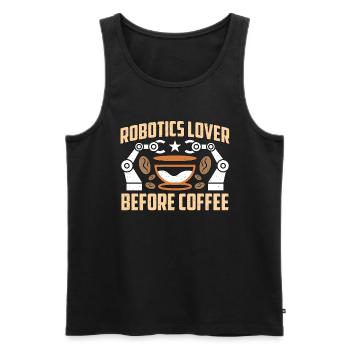 Robotics Lover Before Technology Coffee Lover - Men's Premium Organic Tank Top - black - Front - AI Model Male 178 light (178cm)