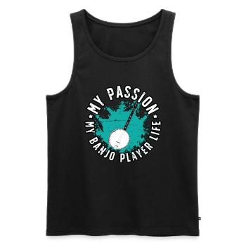 Joueur de banjo Ma passion Mon joueur de banjo Musique folklorique - Débardeur bio Premium Homme - noir - Devant - AI Model Male 178 light (178cm)