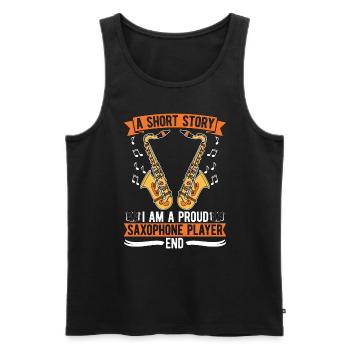 Saxophone Player A Short Story I Am A Saxophonist - Men's Premium Organic Tank Top - black - Front - Michal (187cm)