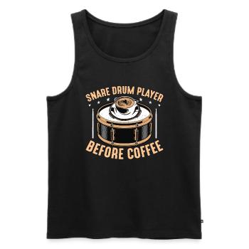 Snare Drum Player Before Drumline Coffee Lover - Men's Premium Organic Tank Top - black - Front - AI Model Male 178 light (178cm)