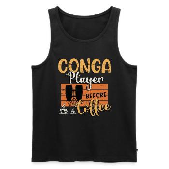 Conga Player Before Coffee Drummer Coffee Lover - Männer Premium Bio Tank Top - Schwarz - Vorne - Michal (187cm)