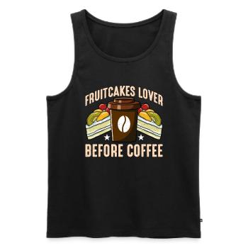 Amateur de gâteaux aux fruits avant la préparation du café Amateur de café - Débardeur bio Premium Homme - noir - Devant - Michal (187cm)