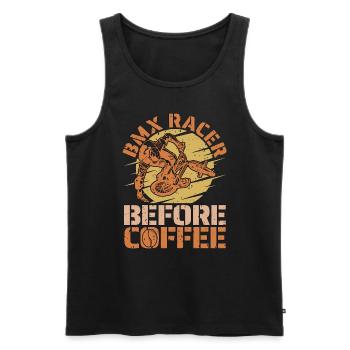 BMX Racer Before Coffee Bike Racing Amateur de café - Débardeur bio Premium Homme - noir - Devant - Michal (187cm)
