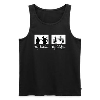 Kayakiste Mon problème Ma solution Pictogramme Maman Papa - Débardeur bio Premium Homme - noir - Devant - Michal (187cm)
