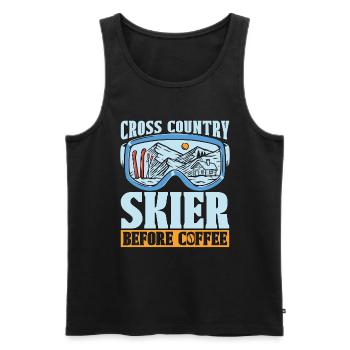 Cross Country Skier Before Ski Racing Coffee Lover - Men's Premium Organic Tank Top - black - Front - AI Model Male 178 light (178cm)