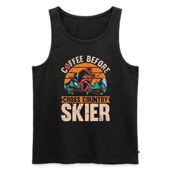 Cross Country Skier Coffee Loves Ski Coffee Lover - Männer Premium Bio Tank Top - Schwarz - Vorne - AI Model Male 178 light (178cm)