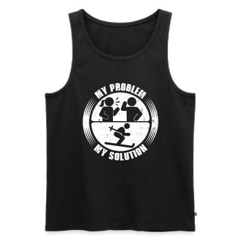 Cross Country Skier My Problem My Pictogram Dad - Men's Premium Organic Tank Top - black - Front - AI Model Male 178 light (178cm)