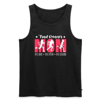 Maman coureuse de trail L’idole L’amoureuse du trail - Débardeur bio Premium Homme - noir - Devant - Michal (187cm)