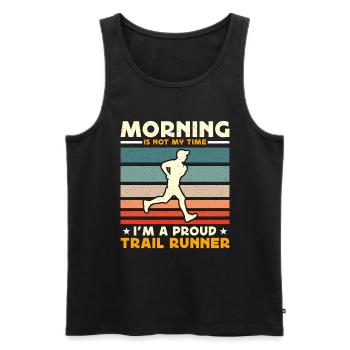 Trail Runner Le matin n’est pas mon heure d’ultra running - Débardeur bio Premium Homme - noir - Devant - AI Model Male 178 light (178cm)
