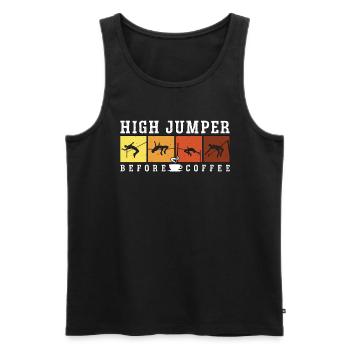 High Jumper Before Coffee High Jump Coffee Lover - Männer Premium Bio Tank Top - Schwarz - Vorne - Michal (187cm)