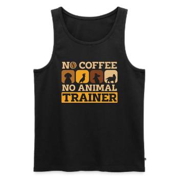 Dresseur d’animaux Pas de café Pas d’animaux Amateur de café - Débardeur bio Premium Homme - noir - Devant - AI Model Male 178 light (178cm)